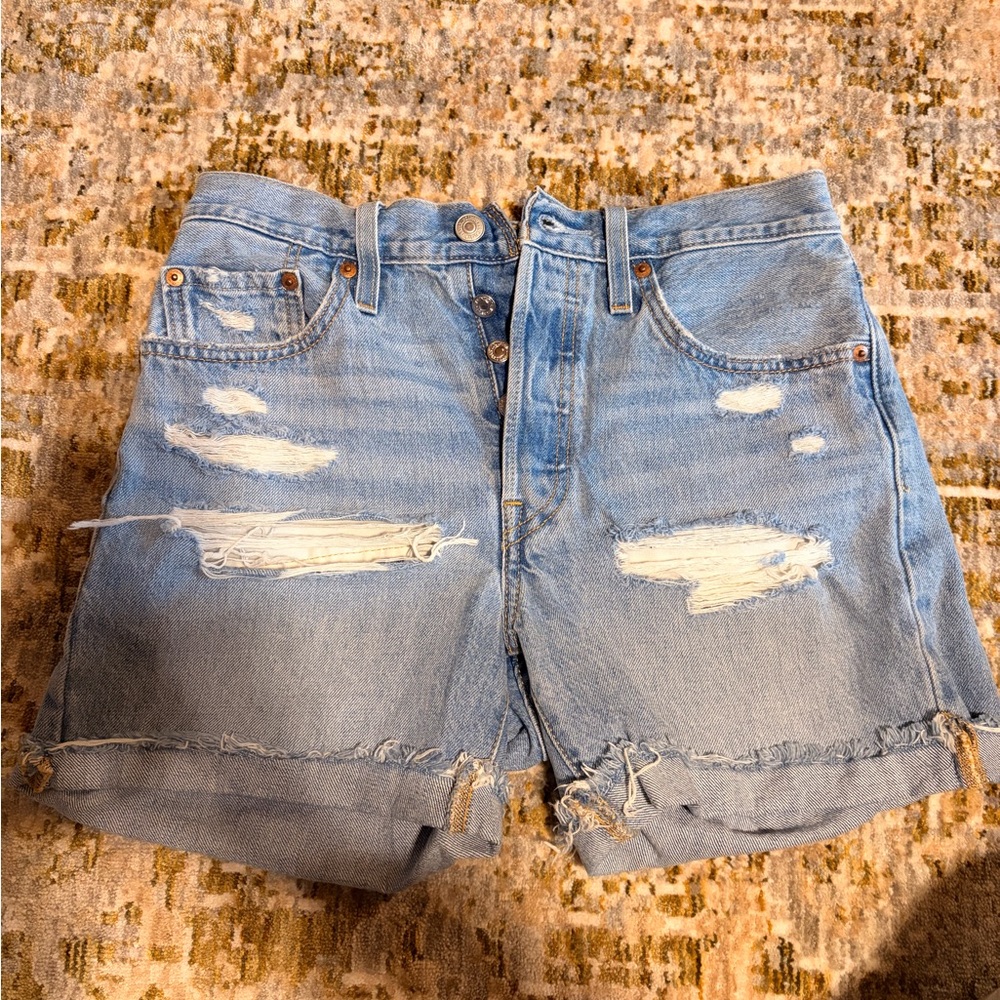 Levi's Light Blue Distressed Jean Shorts